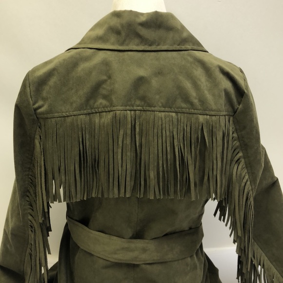 Karl Lagerfeld Olive Jacket Suede Coat Small New - Picture 3 of 16